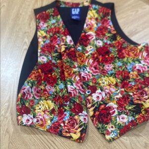 GAP Floral Vest with Red and Yellow Roses
